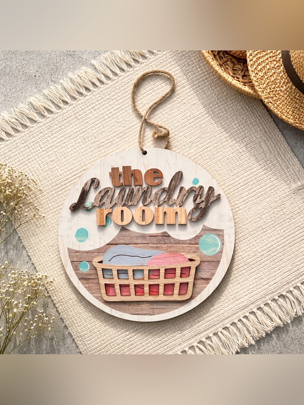 3D Laundry Room Wooden Wall Sign